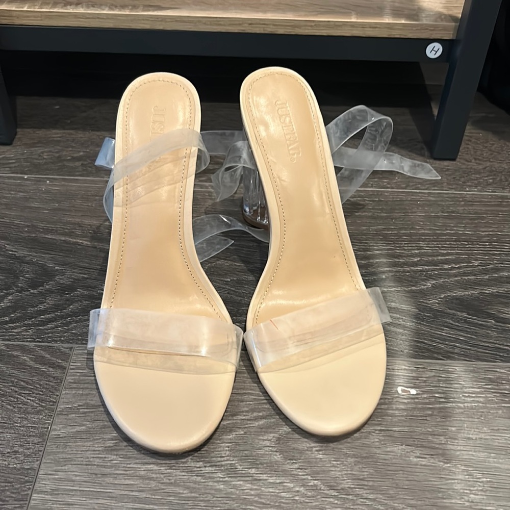 JustFab, clear heeled heels